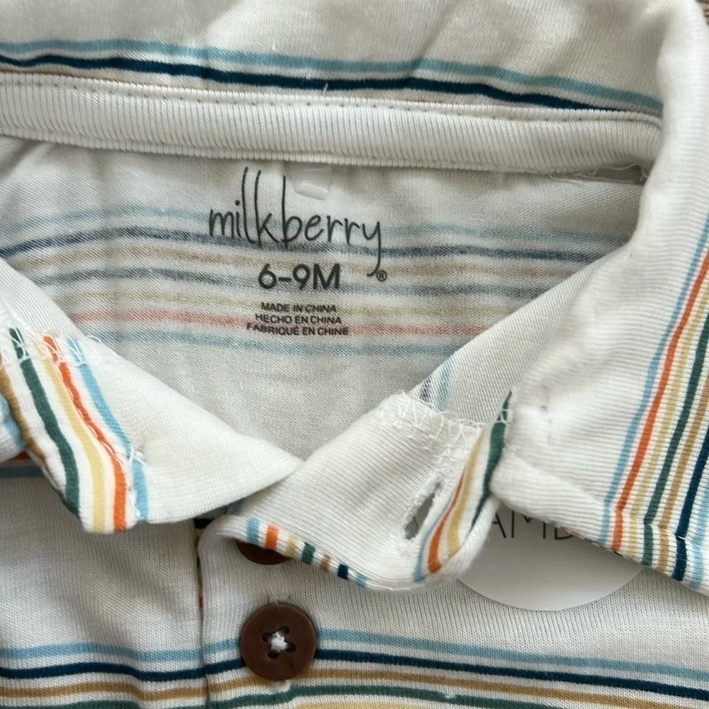 Milkberry Bamboo stripes baby boy romper shortie onesie 3-6 months